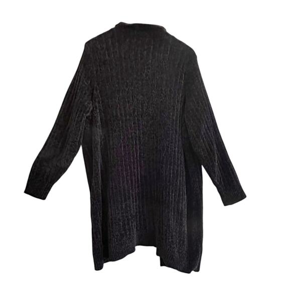 Margeaux & Ellie Chenille Longline Open Cardigan 2X Black Pockets - Picture 3 of 3